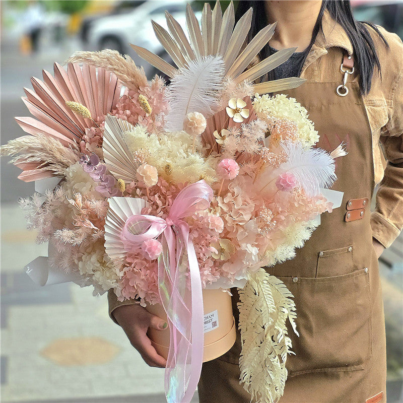 Pastel Pink & Cream Everlasting Preserved Flowers Hatbox Large丨Preserved Flowers丨Dry Flowers Melbourne（副本）