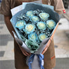 9 Ice Blue Roses & Gyp