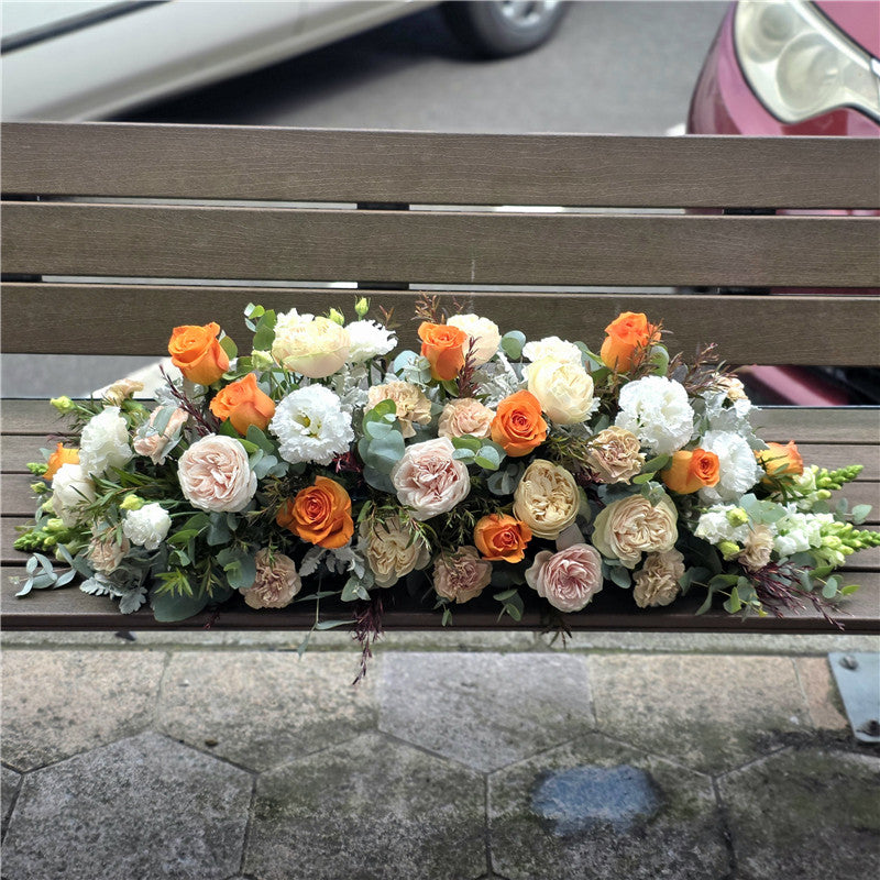 Funeral Casket Spray Flowers #19 80-120cm Red & White丨Funeral Flowers delivery Melbourne