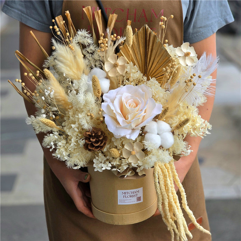 Neutral Everlasting Preserved Flower Hatbox Small Size #1丨Preserved Flowers丨Dry Flowers Melbourne