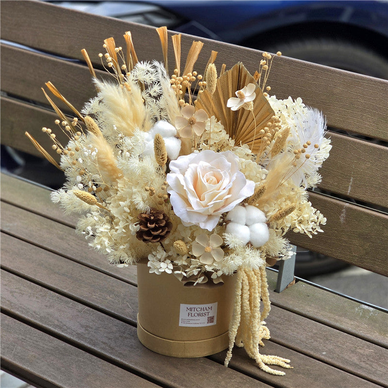Neutral Everlasting Preserved Flower Hatbox Small Size #1丨Preserved Flowers丨Dry Flowers Melbourne