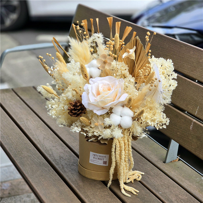 Neutral Everlasting Preserved Flower Hatbox Small Size #1丨Preserved Flowers丨Dry Flowers Melbourne