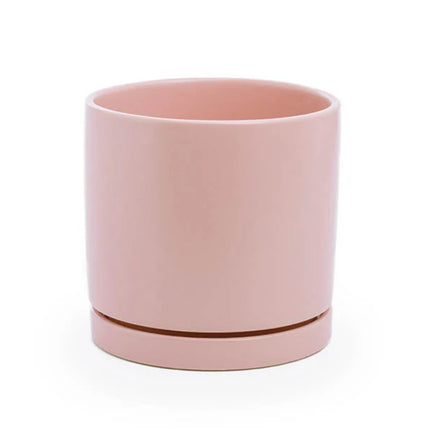 Ceramic Plant Pot & Plate Pink (18DX18.5cmH)