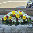Funeral Casket Spray Flowers #6 80-120cm Yellow & White & Red丨Funeral Flowers delivery Melbourne