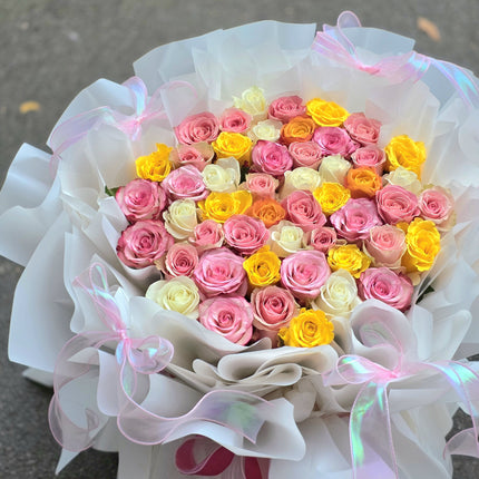 52 Dopamine Colourful Roses Bouquet