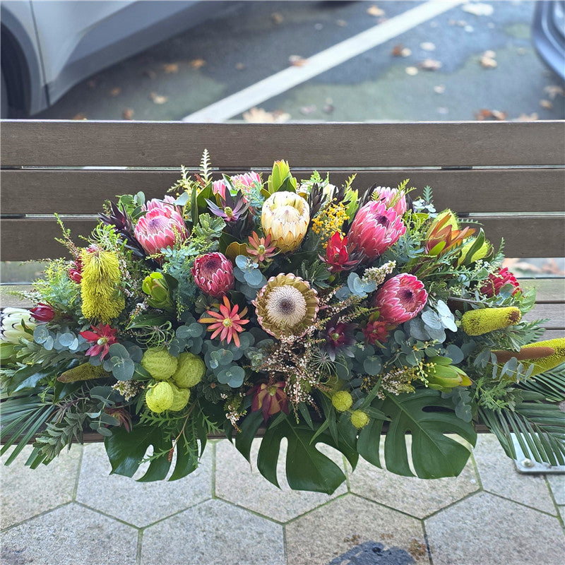 Funeral Casket Spray Flowers #5 80-120cm Australian Natives丨Funeral Flowers delivery Melbourne