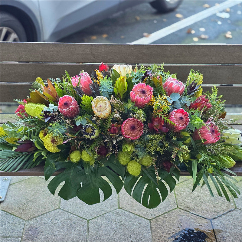Funeral Casket Spray Flowers #5 80-120cm Australian Natives丨Funeral Flowers delivery Melbourne