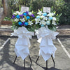 Funeral Flower Stand 1.65m White & Blue | Melbourne Funeral Flowers丨墨尔本葬礼白蓝色系站立式花篮1.65米