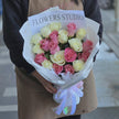 19 Pink & White Roses Bouquet