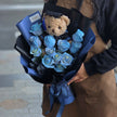 Graduation Flowers丨12 Ice Blue Roses & Graduation Teddy (23cm) Bouquet