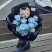Graduation Flowers丨12 Ice Blue Roses & Graduation Teddy (23cm) Bouquet