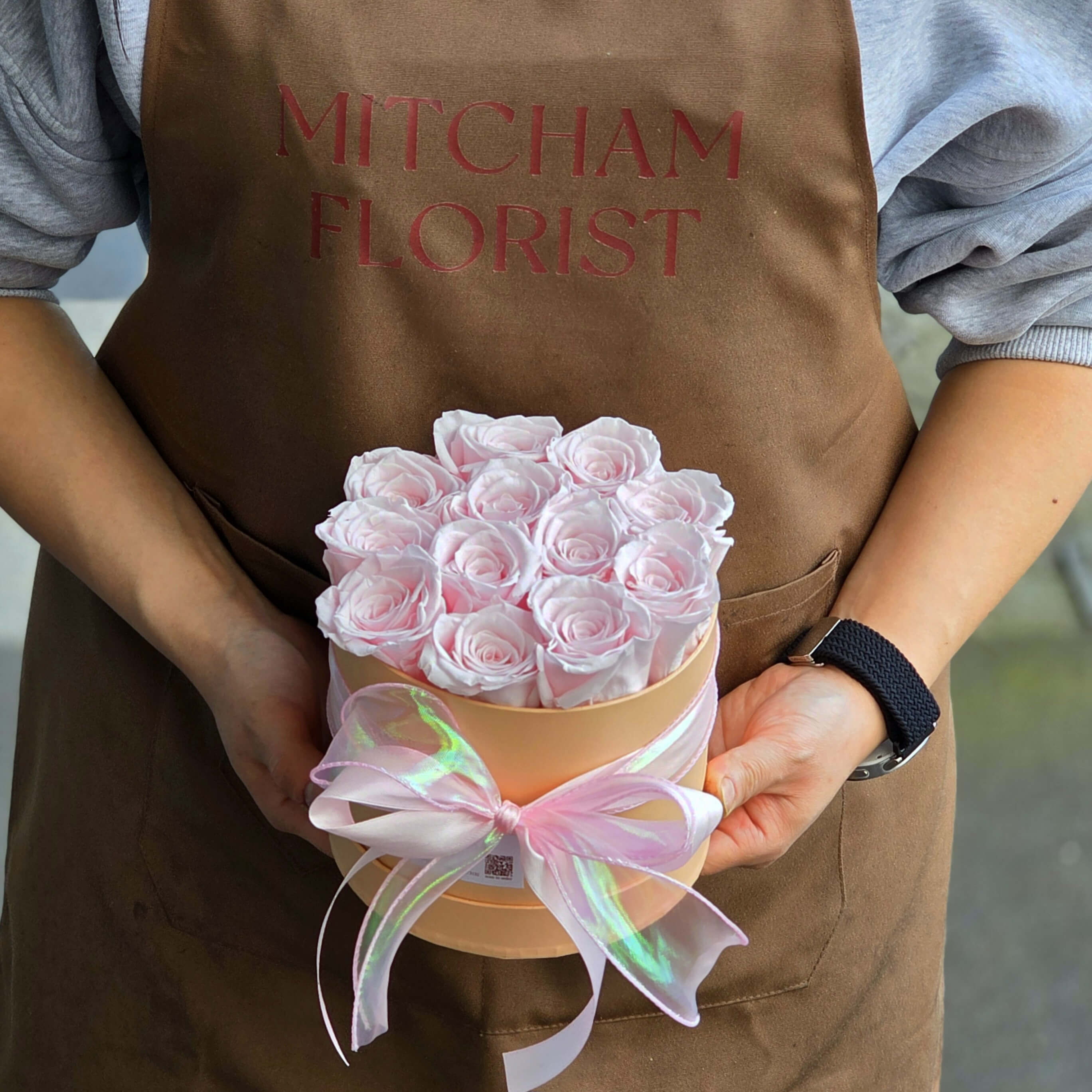 8 Pink Everlasting Preserved Roses Mini Hatbox丨Preserved Flowers丨Dry Flowers Melbourne