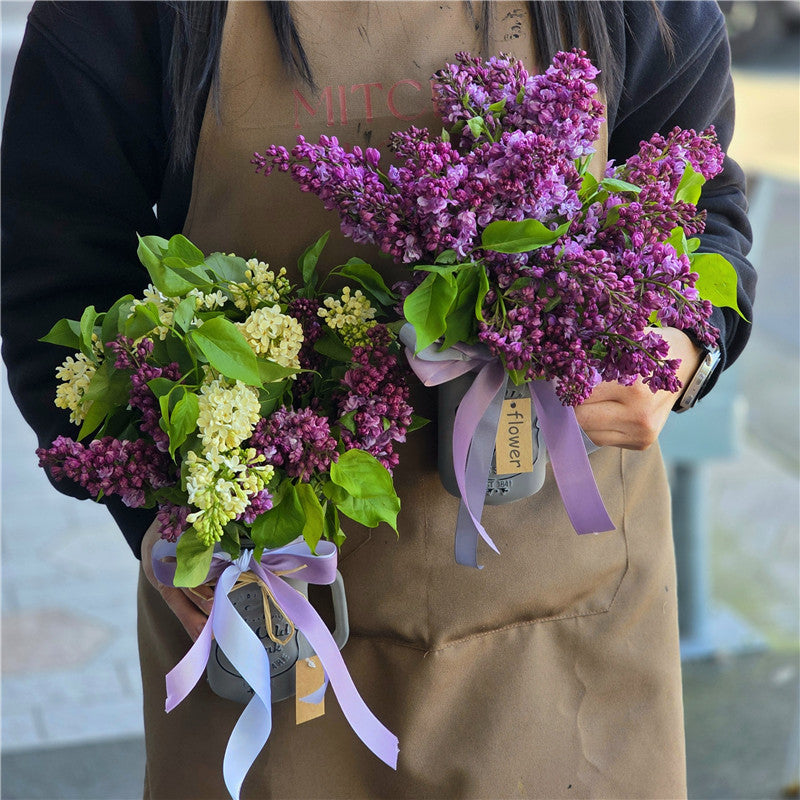 New Season! Lilac Posy in a Milk Jar