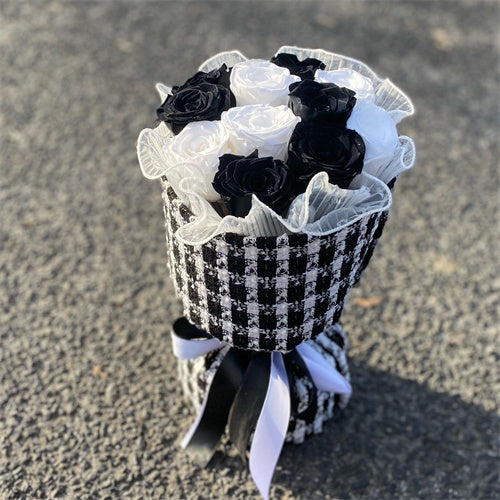 Everlasting BlackWhite Roses Coco Style