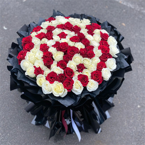 99 Red & White Roses