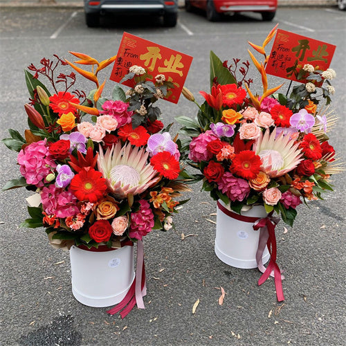 Business Opening Flowers - Hatbox Style 4 墨尔本开业鲜花巨型抱抱桶