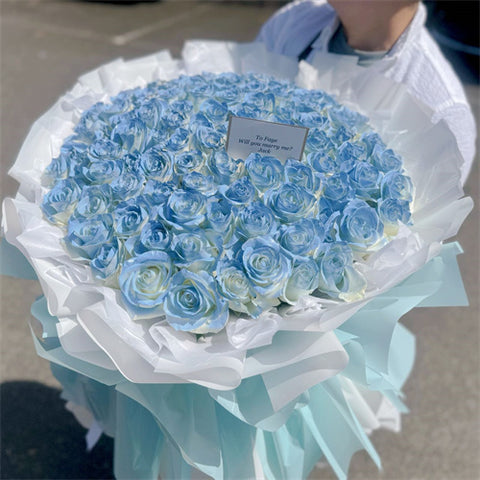 99 Ice Blue Roses