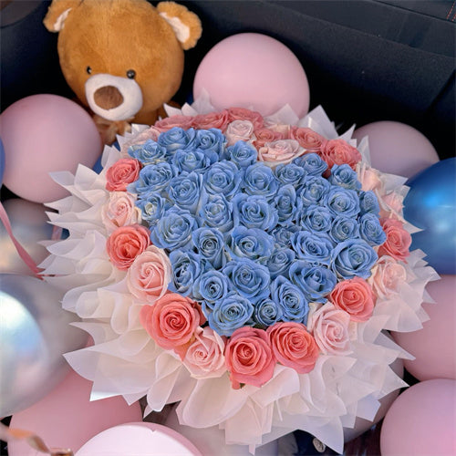 ❤Heart Shape Rose Hatbox (Blue/Pink)