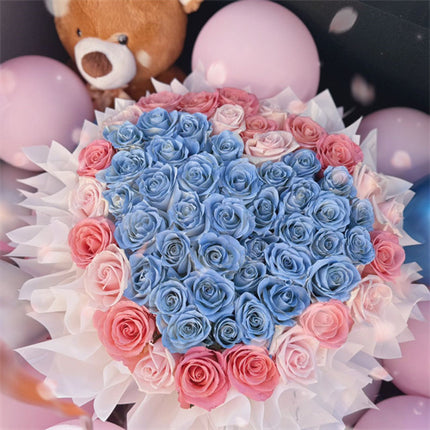 ❤Heart Shape Rose Hatbox (Blue/Pink)