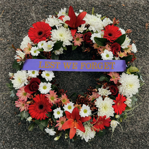 Anzac Day Wreath Classic Red & White丨Melbourne Anzac Day Flowers