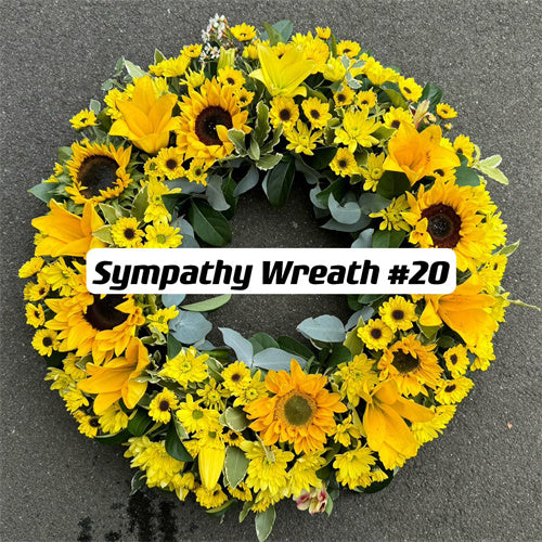 Funeral Wreath #20 Yellow & Sunflowers丨Funeral Flowers delivery Melbourne