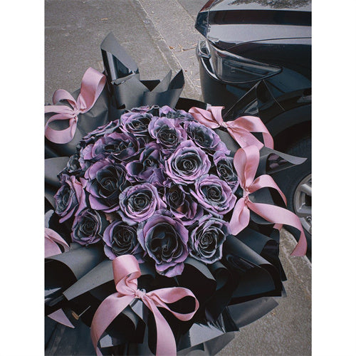 21 Dark Plum Rose Bouquet