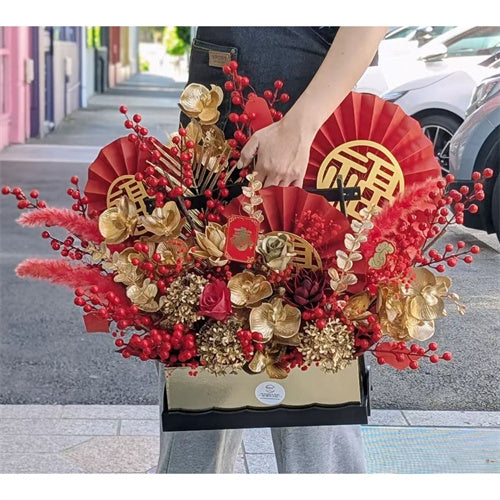 Chinese New Year Everlasting Preserved Flower Basket #1丨Preserved Flowers丨Dry Flowers Melbourne
