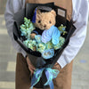 Graduation Flowers丨Ice Blue Fresh Flowers & Graduation Teddy Bouquet #10