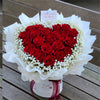 ❤Heart Shape Red Rose & Gyp Hatbox (Small)