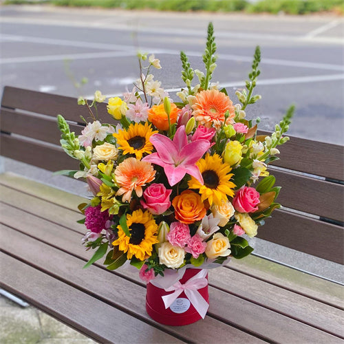 Business Opening Flowers - Hatbox Style 6 墨尔本开业鲜花抱抱桶