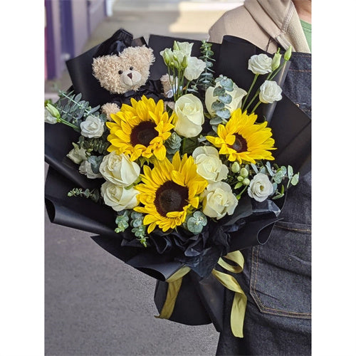 Graduation Teddy Fresh Flowers Bouquet #4