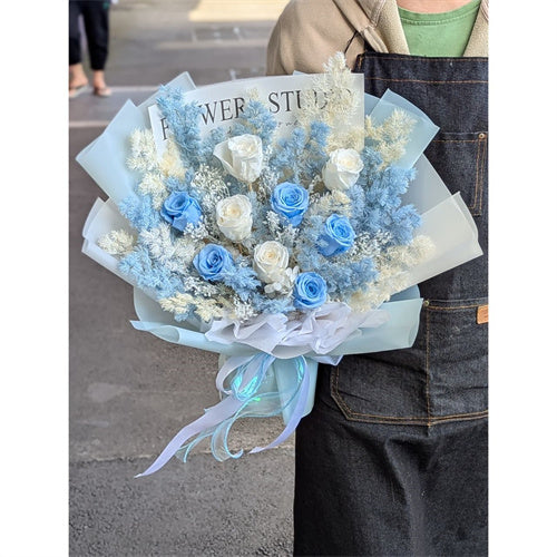 Blue Fairy Everlasting Preserved Flower Bouquet丨Preserved Flowers丨Dry Flowers Melbourne