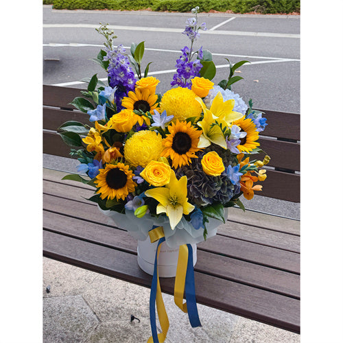 Florist Choice Hat Box Arrangement - Set your Budget & Colour