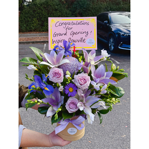 Business Opening Flowers - Hatbox Style 10 墨尔本开业鲜花抱抱桶