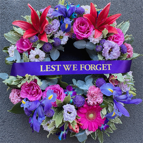 Anzac Day Wreath Red & Pink & Purple丨Melbourne Anzac Day Flowers