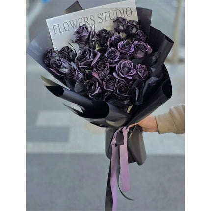20 Dark Plum Rose Bouquet