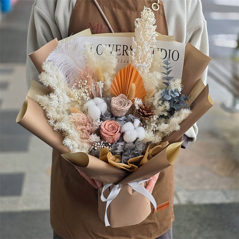 Neutral Everlasting Preserved Flower Bouquet Medium Size丨Preserved Flowers丨Dry Flowers Melbourne