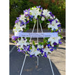 Funeral Wreath #13 White & Blue (Iris)丨Funeral Flowers delivery Melbourne