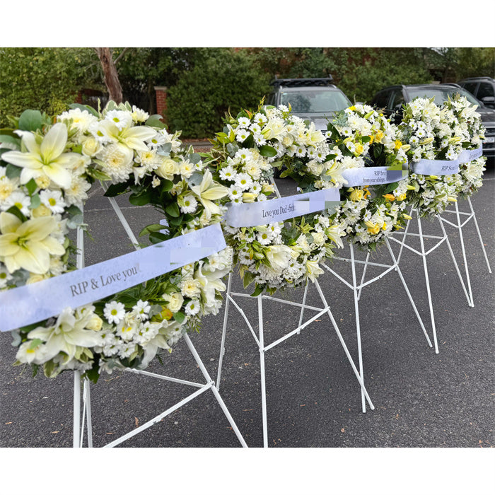 Funeral Wreath #10 Classic White (Lilies)丨Funeral Flowers delivery Melbourne