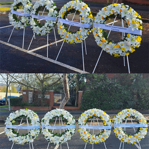 Funeral Wreath #5 White Classic丨Funeral Flowers delivery Melbourne