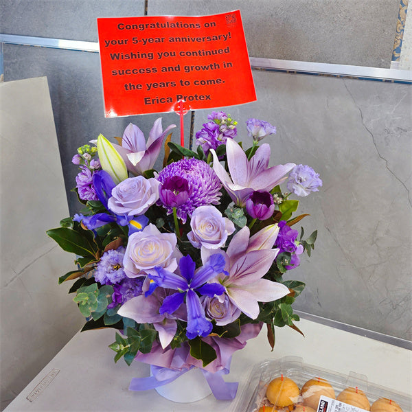 Business Opening Flowers - Hatbox Style 10 墨尔本开业鲜花抱抱桶