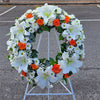 Funeral Wreath #25 Orange & White丨Funeral Flowers delivery Melbourne