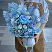 Blue Everlasting Preserved Flower Hatbox Medium丨Preserved Flowers丨Dry Flowers Melbourne