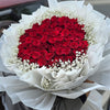 52 Roses & Baby's Breaths Bouquet (White Wrapping)