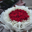 52 Roses & Baby's Breaths Bouquet (White Wrapping)