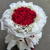 52 Roses & Baby's Breaths Bouquet (White Wrapping)