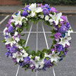 Funeral Wreath #1 White & Purple Classic丨Funeral Flowers delivery Melbourne