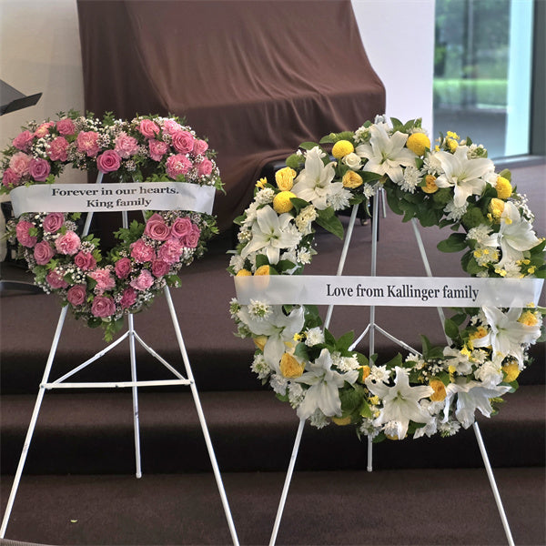 Funeral Wreath #8 White & Yellow丨Funeral Flowers delivery Melbourne