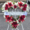 Funeral Heart Wreath #32 30cm/65cm White & Red Style丨Funeral Flowers delivery Melbourne