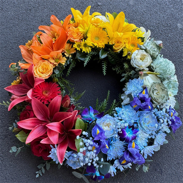 Funeral Wreath #14 Rainbow丨Funeral Flowers delivery Melbourne